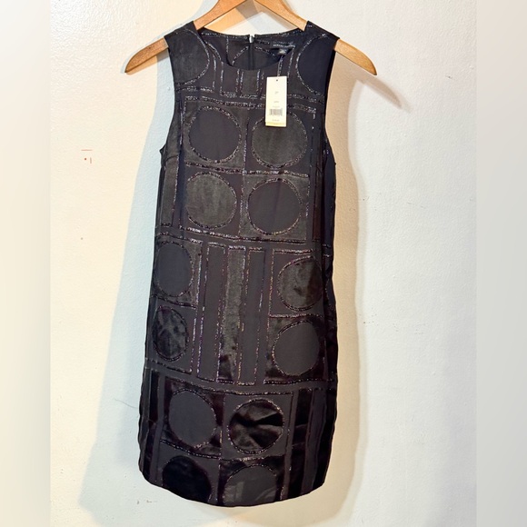 Banana Republic Petite 2P Black Sleeveless Sheath Dress Geometric Circle - Picture 1 of 4